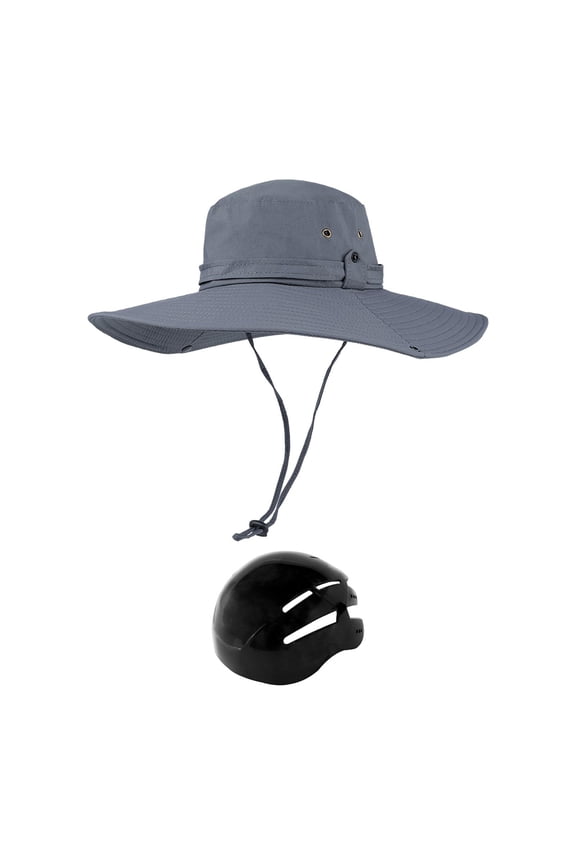 Fisherman Cap Fishing Hat Summer Comfortable Impact Resistance Helmet Sun Hat with Head Shell for Cycling Commuting Gardening Gray