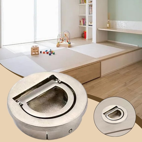 Abbraccia Flush Ring Pull Handle Zinc Alloy Recessed Door Pull Handle Round Embedded Latch Durable Structure Suitable for tatami cabinet wardrobe storage unit office furniture Brushed Silver