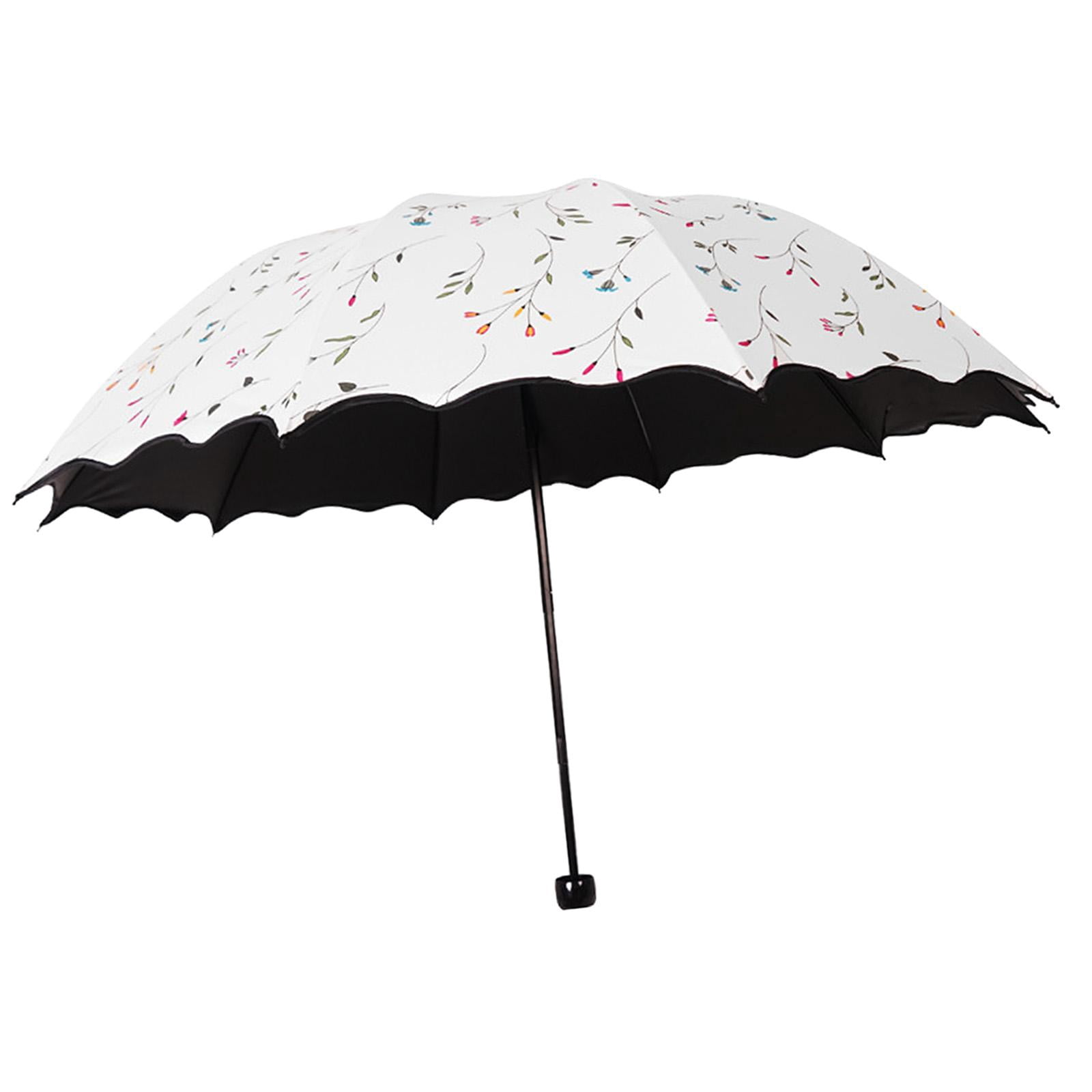 Abbraccia Foldable Umbrella Travel Umbrella for Men Women Rainproof Rain Umbrella Sun Umbrella for Purse for Backpacking Summer Walking Beige White