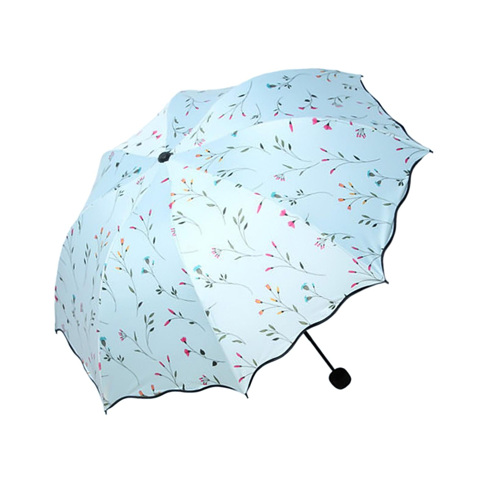 Abbraccia Foldable Umbrella Travel Umbrella for Men Women Rainproof Rain Umbrella Sun Umbrella for Purse for Backpacking Summer Walking Light Blue