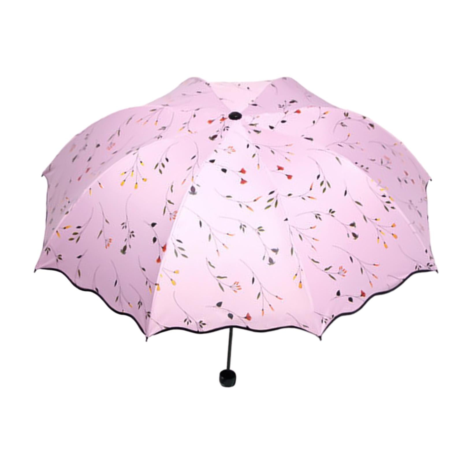 Abbraccia Foldable Umbrella Travel Umbrella for Men Women Rainproof Rain Umbrella Sun Umbrella for Purse for Backpacking Summer Walking Pink