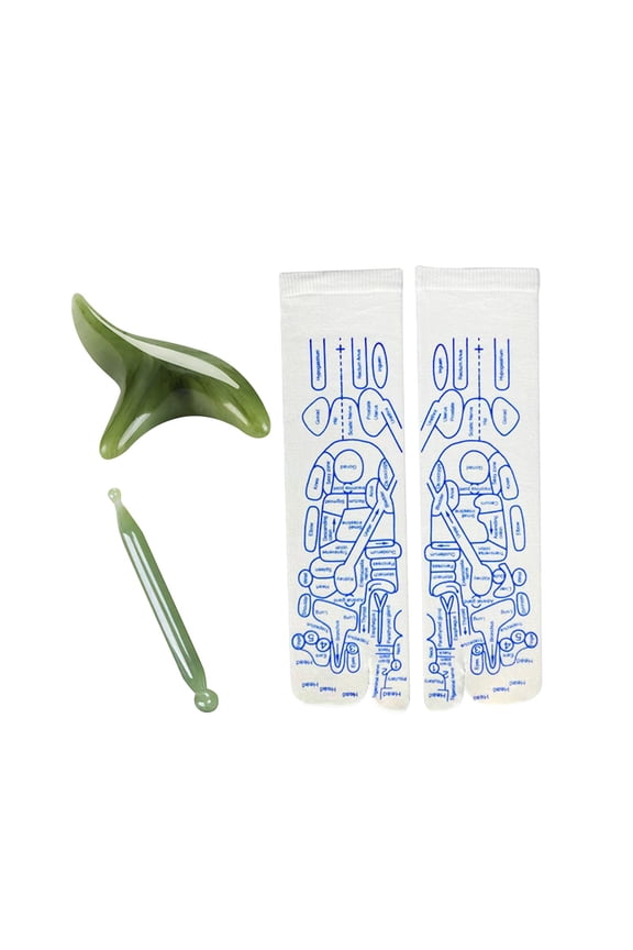 Foot Massage Reflexology Socks Relieve Tired Breathable Hosiery with Point Pen Acupoint Illustration Socks for Home Use Women Large English