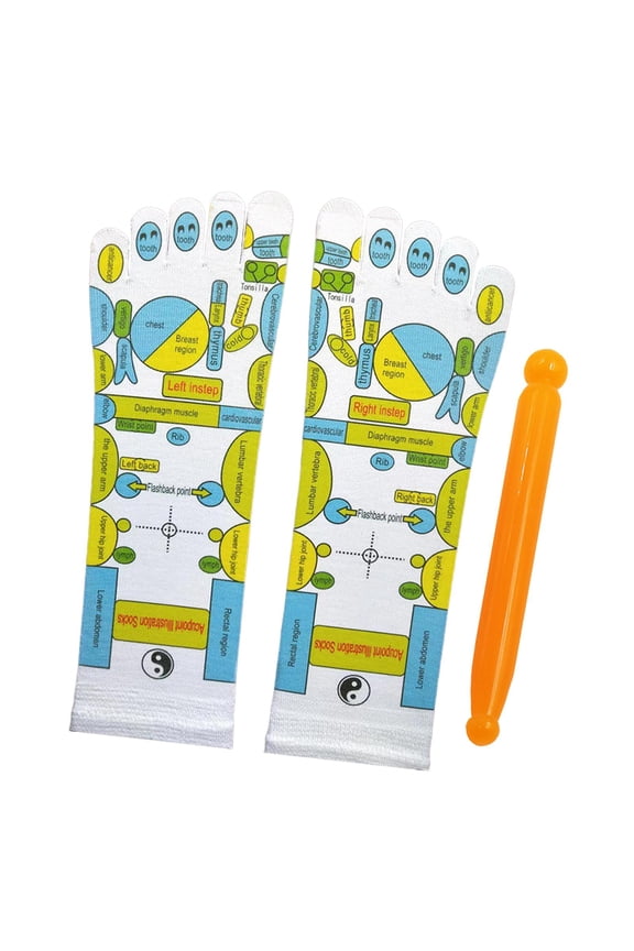 Foot Massage Socks Reflexology Socks Casual Supplies Hosiery Day Gifts for Wife Acupoint Schematic Socks for Home Use with Point Pen