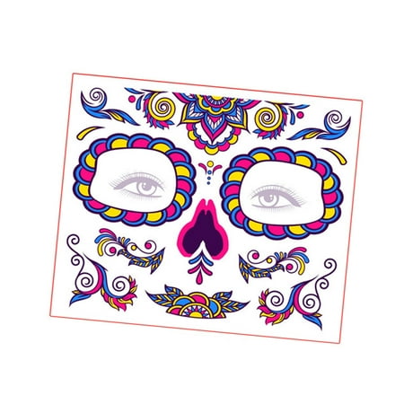 Abbraccia Halloween Face Sticker, Day of The Dead Face Sticker, Costume Accessory Party