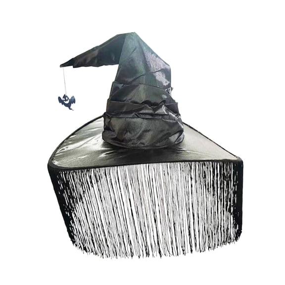 Abbraccia Halloween Hat Wizard Hat Cap Classic for Women with Tassel Cosplay Accessory for