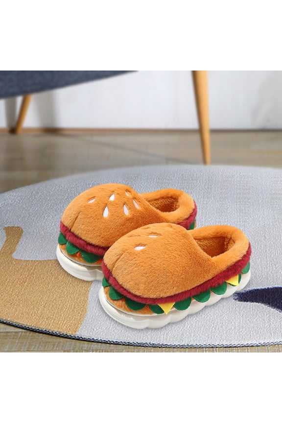 Hamburger Winter Slippers Gift Stylish Footwear for Dorm Birthday New Year EU Size 36 to 37
