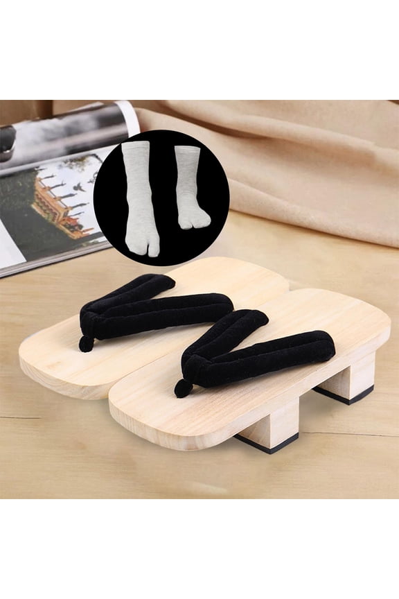 Japanese Wooden Clogs Non Slip Comfort Flip Flops Casual Sandals for Daily Beach , 38