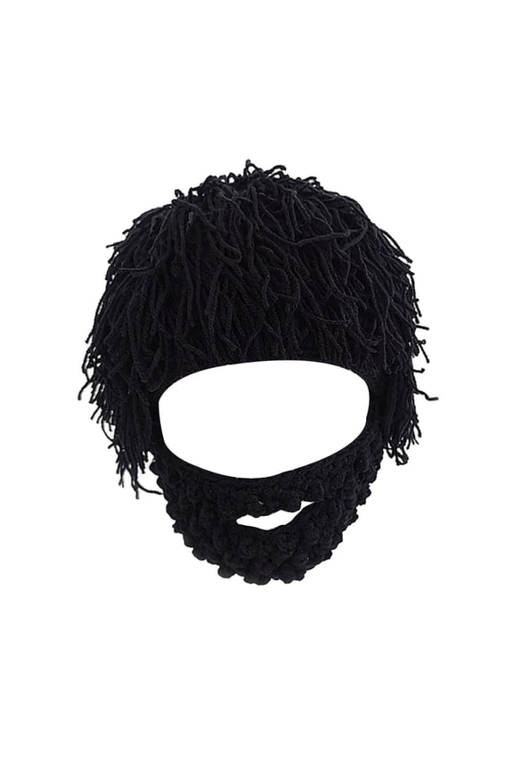 Knitted Hat Beard Hat Headgear Comfortable Winter Cold Cap Knit Bearded Hats Cap for Running Travel Skiing Cycling Hiking Black S
