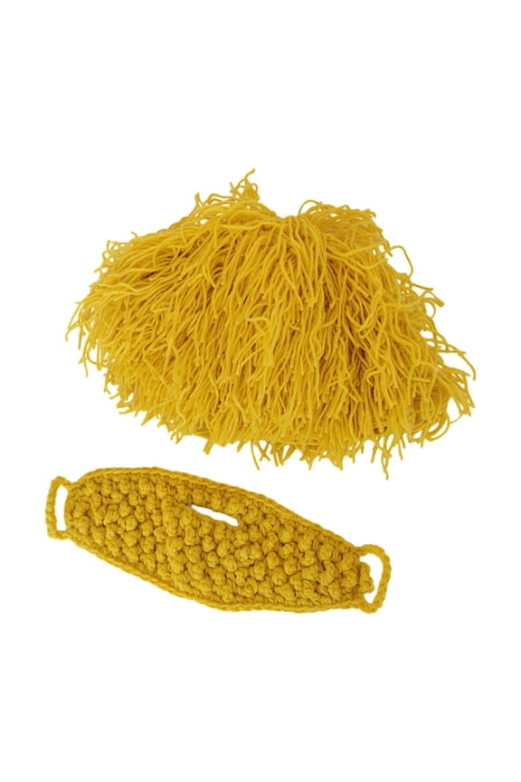 Knitted Hat, Knitted Beard Hat, Ski , Casual Knitted Hat, Winter Hat for Running, Cycling, Backpacking, Snow Sports, Cold Weather yellow kids