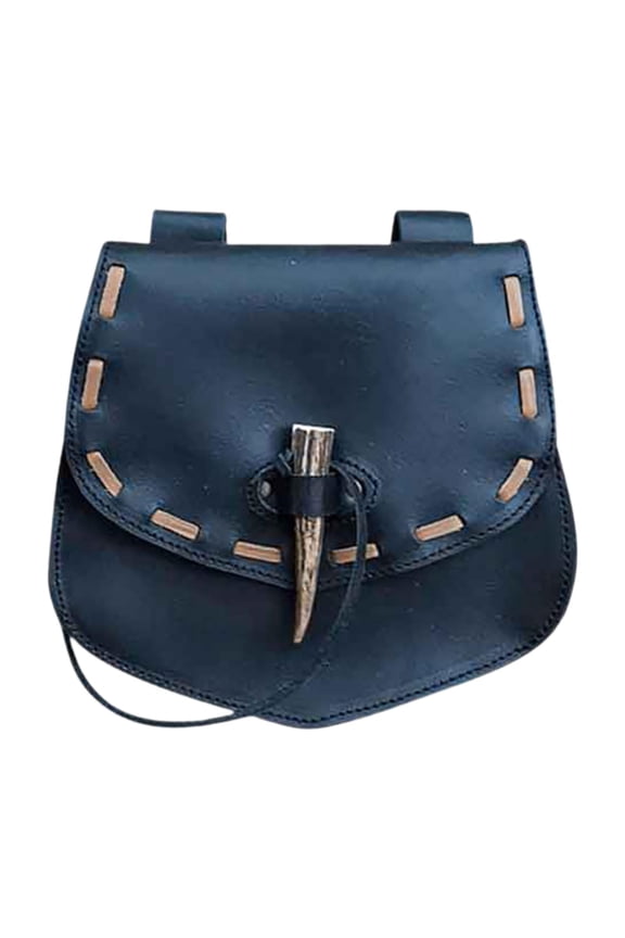 Medieval Belt Pouch Knight Cosplay Waist Bag for Halloween Cosplay, Party, Costume Black