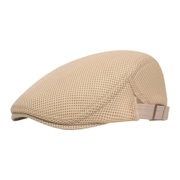 Abbraccia Men's Mesh Flat Cap Breathable Summer Hat Sun Hat Forward Cap Male Cabbie Hat Painter Hat for Middle Aged and Elderly Outdoor Beige