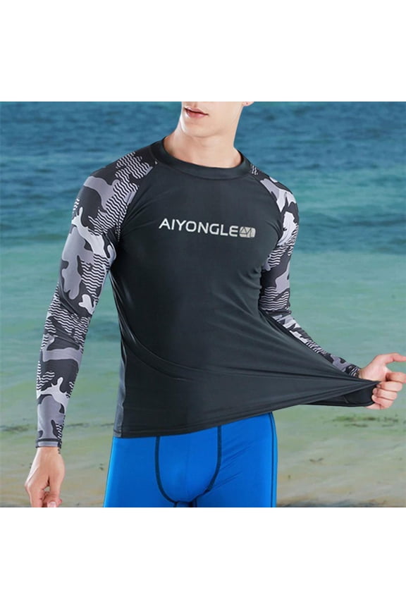 Mens Swim Shirt Beach Shirt Comfortable Fit Sun Protection Quick Dry Soft Surfing Suit Surfing Shirt for Sailing Water Sports M