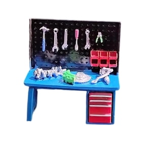 Abbraccia Mini Table Model 1/64 Scale Mini Tool Table Model Diorama Accessories Resin Display Prop Micro Landscape Decor Suitable for Gift Giving Home Decoration Dollhouse Car Repair Blue Table