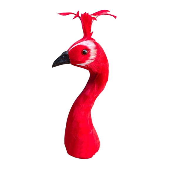 Abbraccia Peacock Mannequin Head Decorative Party Elegant Simulation Animal Head Model Red 23cm