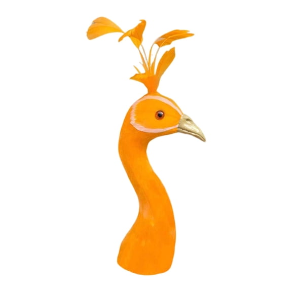 Abbraccia Peacock Mannequin Head Decorative Party Elegant Simulation Animal Head Model Yellow 23cm