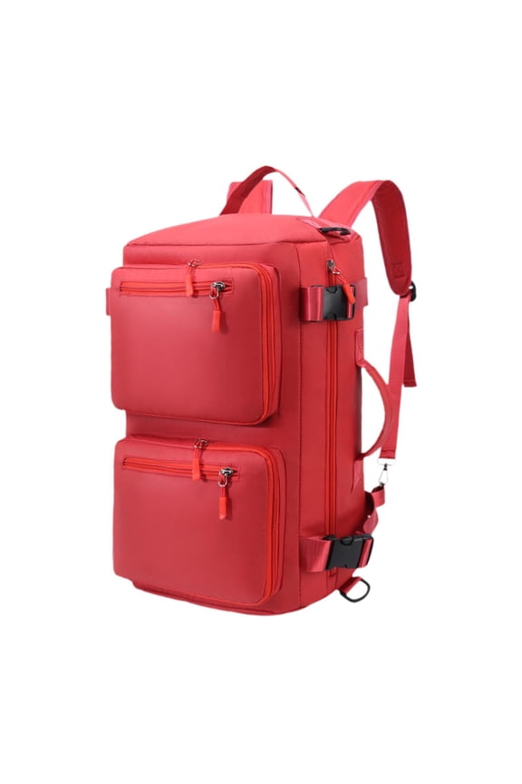 Portable Travel Backpack Knapsack with Shoes Compartment for Outdoor Activities Red