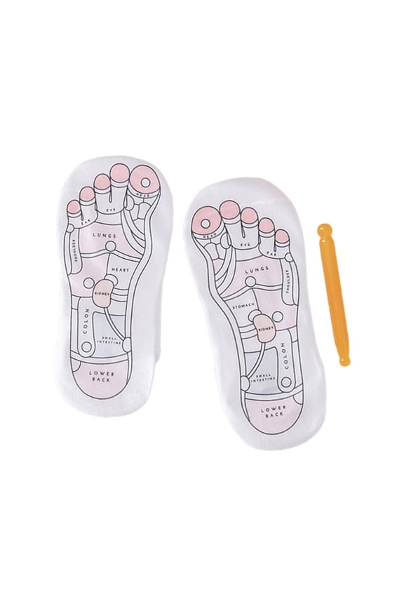 Reflexology Socks Acupoint Illustration Socks Hosiery with Point Pen for Adults 21.5cmx9cm