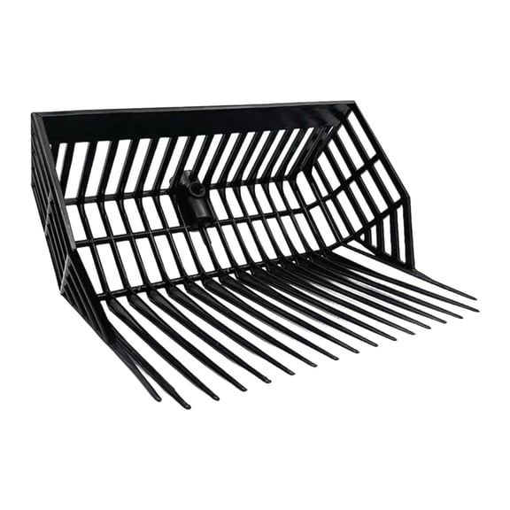 Abbraccia Replacement Head for Horse Manure Fork, Mulch Rake, Gardening, Angled Tines, Manure Fork Head for Stable, Animal Husbandry, Ranch Frame Black