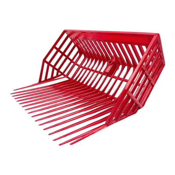 Abbraccia Replacement Head for Horse Manure Fork, Mulch Rake, Gardening, Angled Tines, Manure Fork Head for Stable, Animal Husbandry, Ranch Frame Red