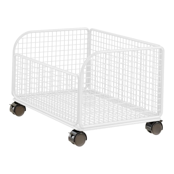 Abbraccia Rolling File Organizer Cart Under Desk Storage Box Mesh Mobile Folder Cart Iron Material with Lockable Wheels for Convenient Storage Suitable for Office Home School Bedroom White Single