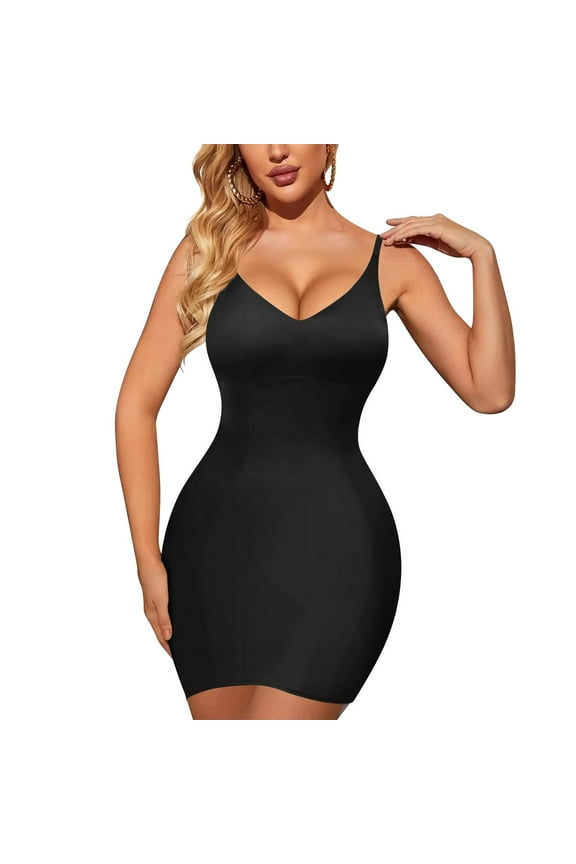 Shapewear Slip for Women under Dress Breathable Waist Trainer Body Shaper Control for Ladies Low Back Skirts Black XL