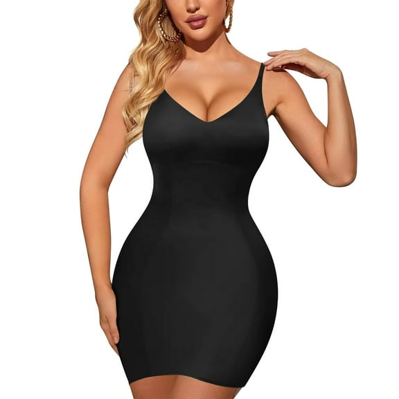 Abbraccia Shapewear Slip for Women under Dress Breathable Waist Trainer Body Shaper Control for Ladies Low Back Skirts Black XL