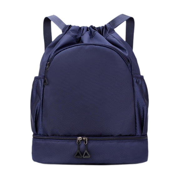 Abbraccia Sports Drawstring Backpack Rucksack Wet and Dry Separation Bag Gym Bag with Shoe Compartment for Basketball Volleyball Adults Dark Blue