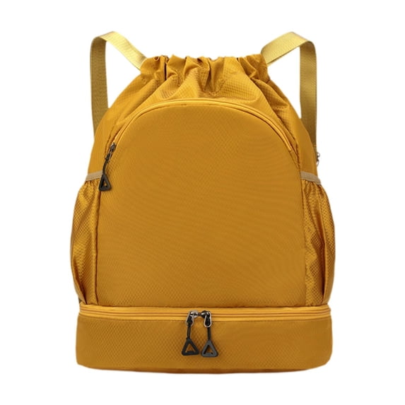 Abbraccia Sports Drawstring Backpack Rucksack Wet and Dry Separation Bag Gym Bag with Shoe Compartment for Basketball Volleyball Adults Khaki