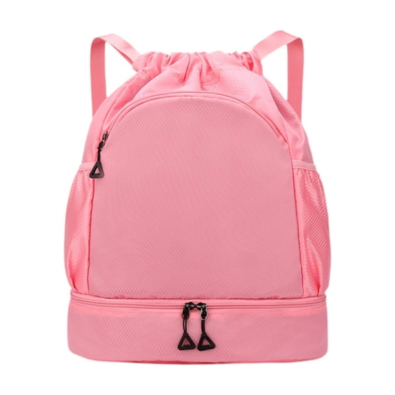 Abbraccia Sports Drawstring Backpack Rucksack Wet and Dry Separation Bag Gym Bag with Shoe Compartment for Basketball Volleyball Adults Pink