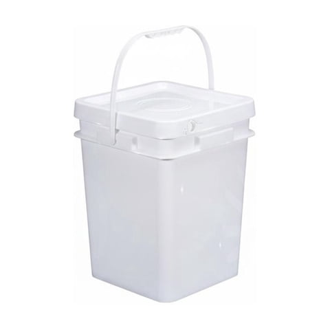 Abbraccia Square Storage Bucket Lidded Plastic Pail Wide Mouth Easy Fill Design for Fertilizer Feed Packaging for Barns Sheds