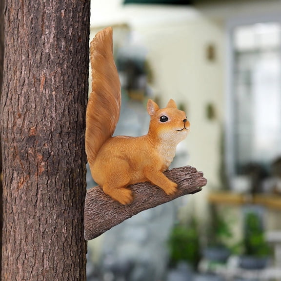 Abbraccia Squirrel Statue for Garden, Weather-resistant Resin Animal Sculpture, Ornament for Landscape, Porch, Outdoor Patio, Decoration