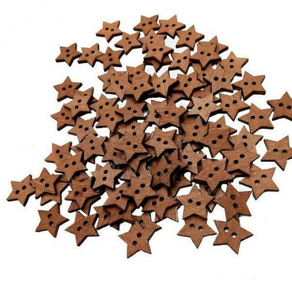 Abbraccia Star-Shaped Wooden Buttons Set for Sewing and Crafting - Pack of 200 , Multi-Color, 2 Pcs