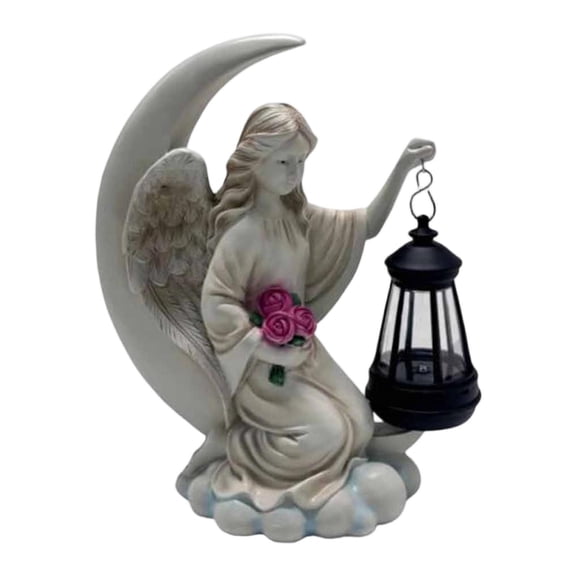 Abbraccia Statue Solar Light Resin Moon Sculpture Spring Outdoor Figurine Lantern for Birthday Backyard Yard Christmas Mom