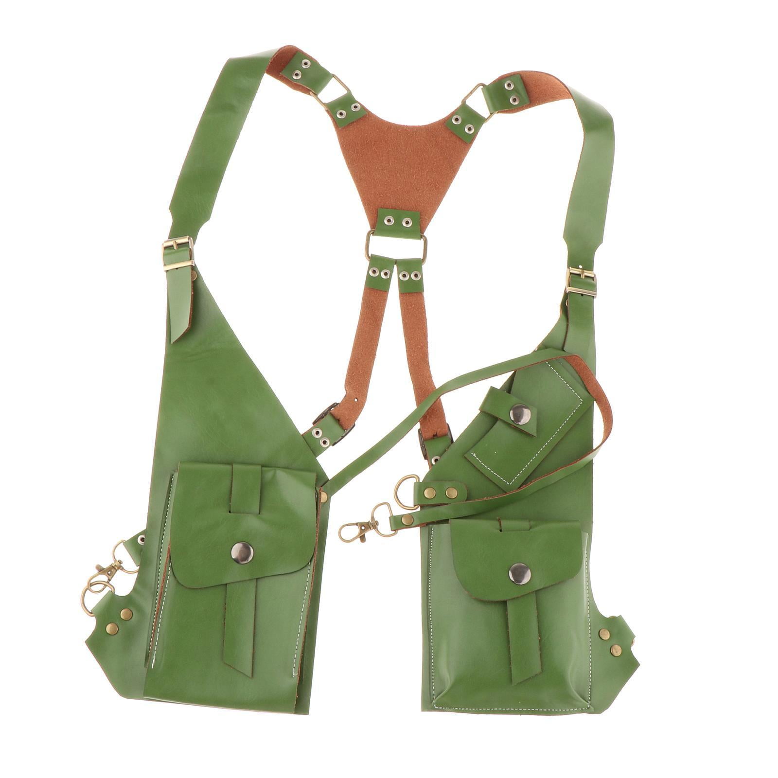 Abbraccia Steampunk Shoulder Harness Pouch Wear Resistant Wallet Bag for Motorcycling Street Green