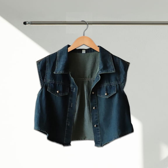 Abbraccia Stylish Denim Vest for Women Sleeveless Fashionable Crop Jacket for Outdoor Adventures