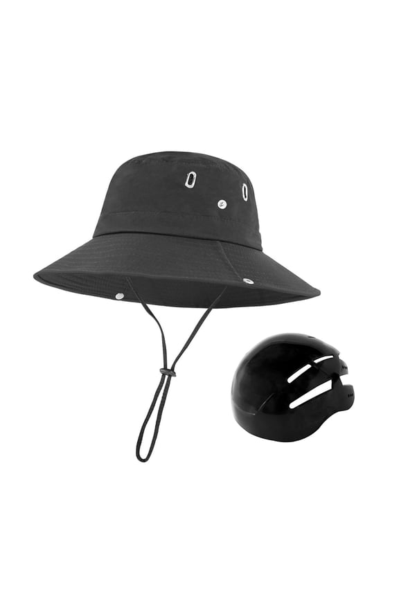 Sun Hat Beach Cap Fashionable with Chin Strap Wide Brim Summer Visor Hat Fisherman Cap for Backpacking Cycling Mountaineering Black