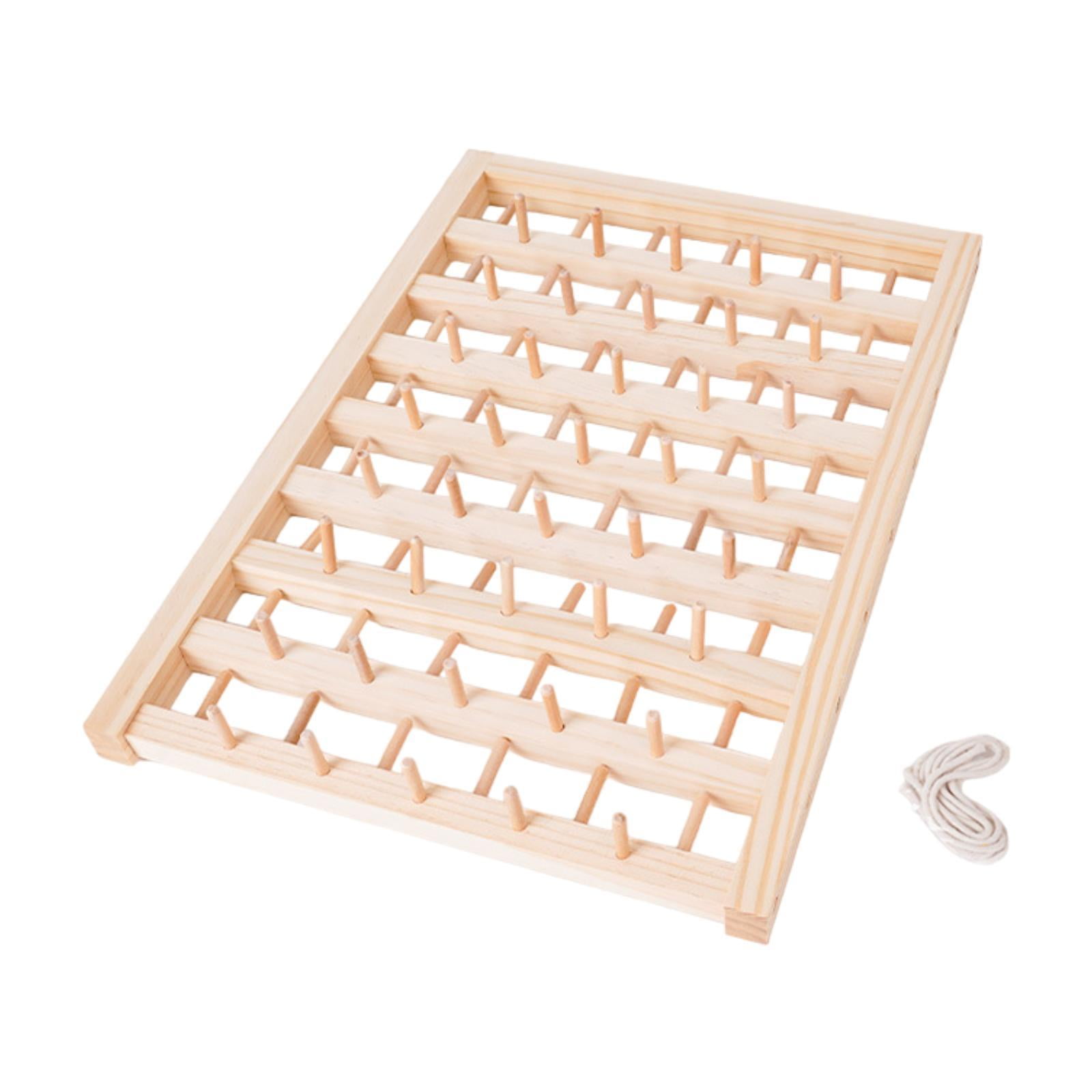 Abbraccia Thread Rack Embroidery Thread Organizer Large with Hanging Hooks Solid Wood Thread Spool Rack Thread Holder for Hair Braiding 88 Spools