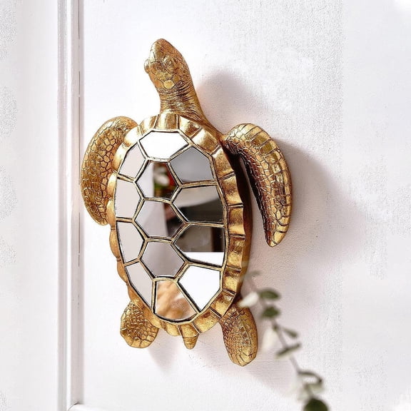 Abbraccia Turtle Wall Sculpture Accessories Resin Gold Decorative Hallway Collection Mirror Glass Fireplace Coastal Sea Turtle Wall Art