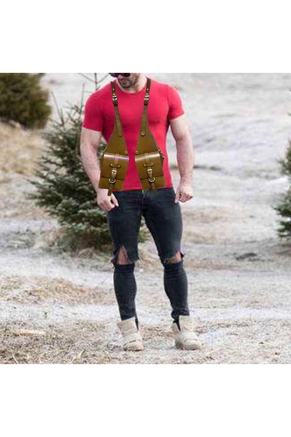 Vest Underarm Shoulder Bag Backpack for Running Cosplay Costume Parties Medieval Brown