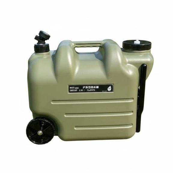 Abbraccia Water Container Rolling Jug Portable Tank Built in Faucet Heavy Duty Wheels and Fold Away Handle for Campers RV Owners Emergency Use