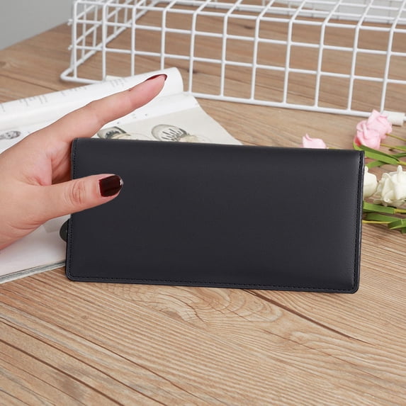 Abbraccia Womens Wallet Clutch Wallet Handbag Change Pouch with Zipper Pocket PU Leather Durable Trendy Business Billfold Cards Holder Black