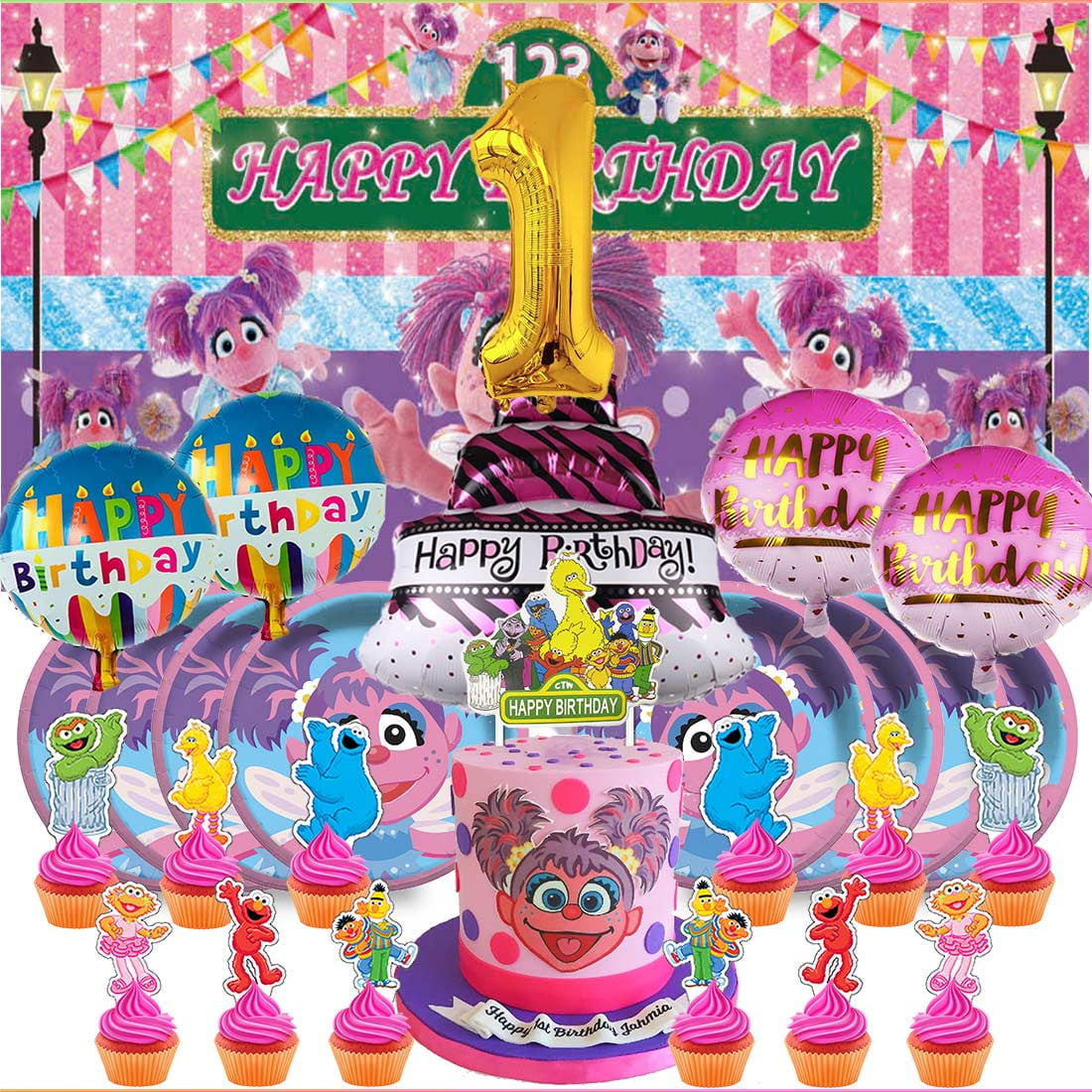 Abby Cadabby 1st Tableware Balloons Cake Toppers Backdrop Banner ...