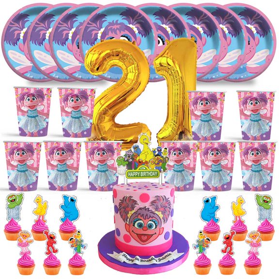 Abby Cadabby Birthday 21th Cups Party Supplies Plates Fans Decorations Cake Topper Decor