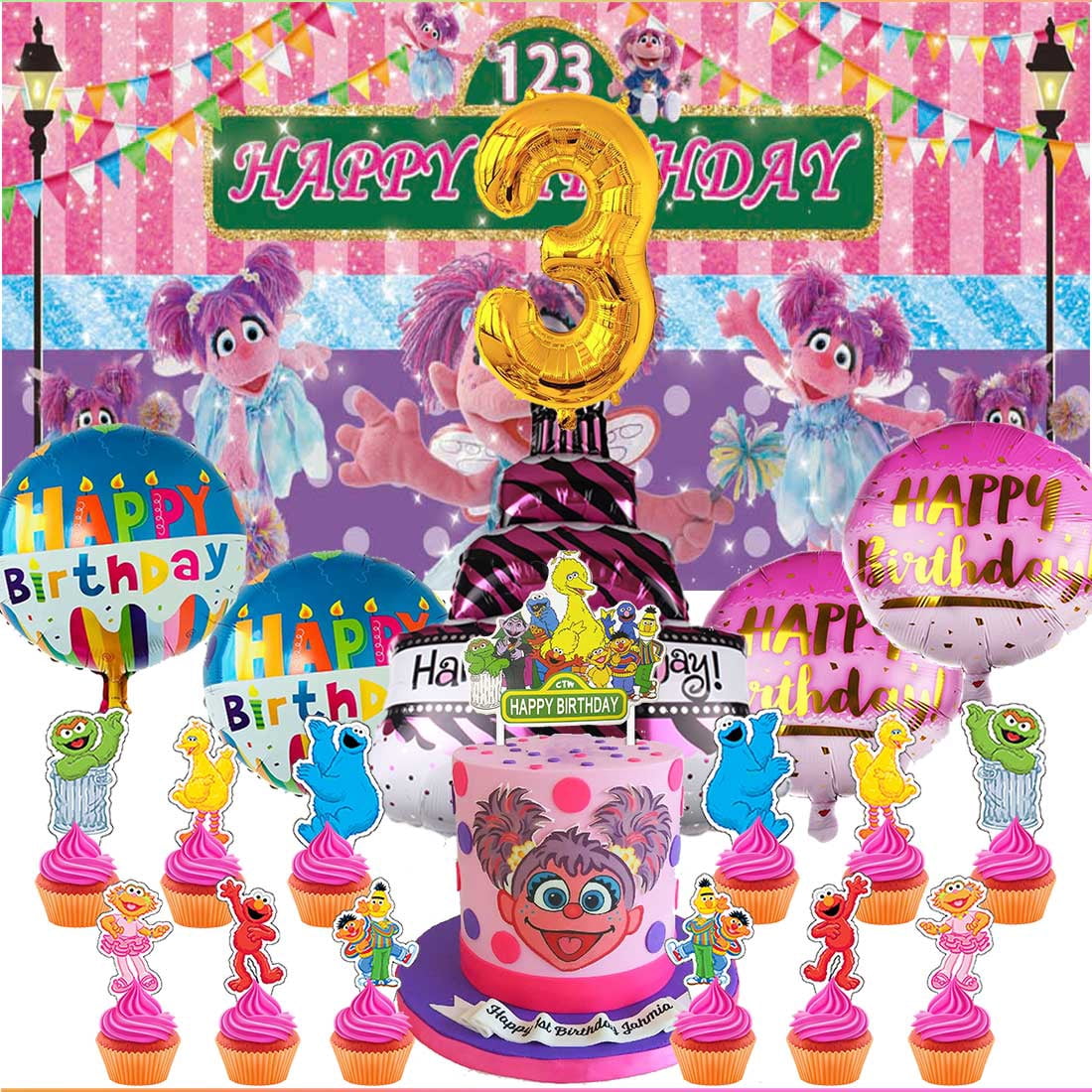 Abby Cadabby Party Supplies Decor 3rd Kit Balloons Birthday Cake Topper ...