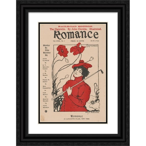 Abby E. Underwood 17x24 Black Ornate Framed Double Matted Museum Art Print Titled: Romance for September. Railroad Edition (1895)