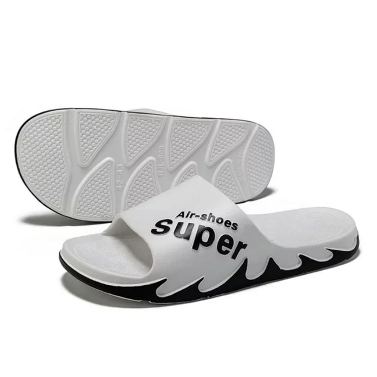 Selection Men's Non-Slip Soft Slippers, Air Shoes, Spa Bath Pool Beach House Sandals - White Walmart.com