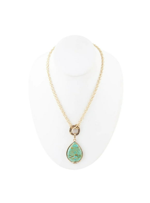 Abby Turquoise and Bronze Pendant Necklace