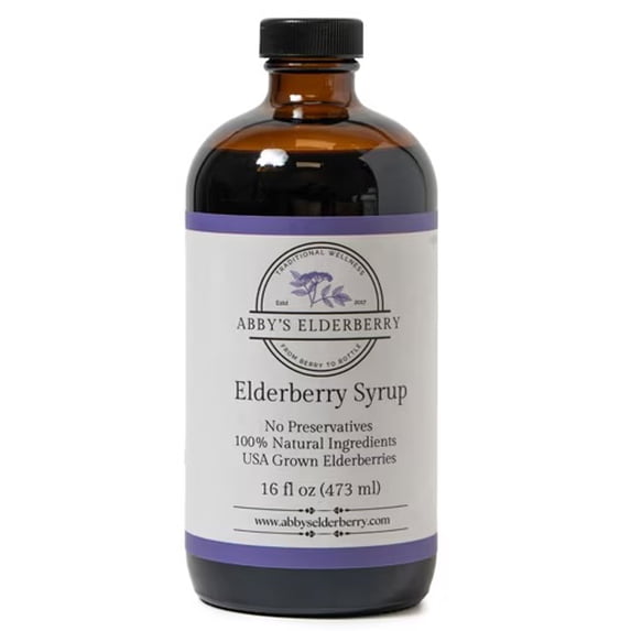 Abby's Elderberry - Elderberry Syrup with Honey -16 floz glass