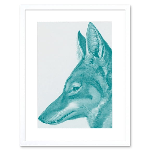 Abbysinian Wolf Illustration Art Print Black Framed Poster Wall Decor 9x7 inch