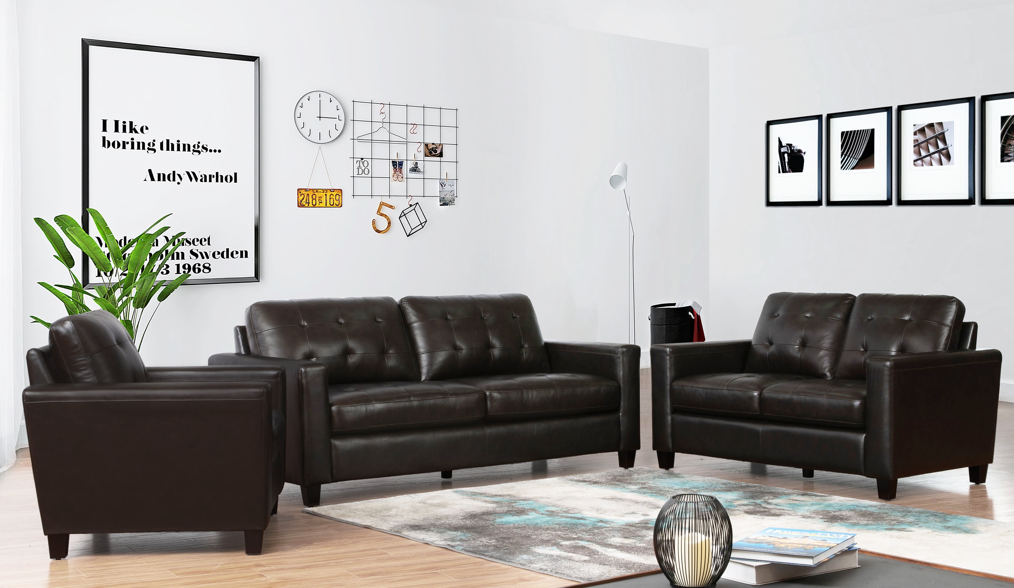 Abbyson Merano 3 Top Leather Sofa -